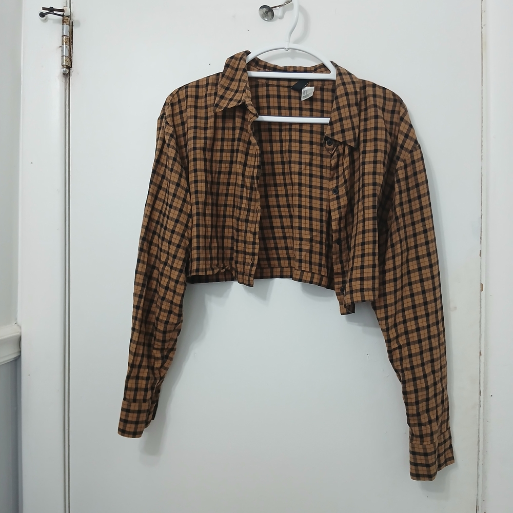 H&M Checkered Brown Crop Top